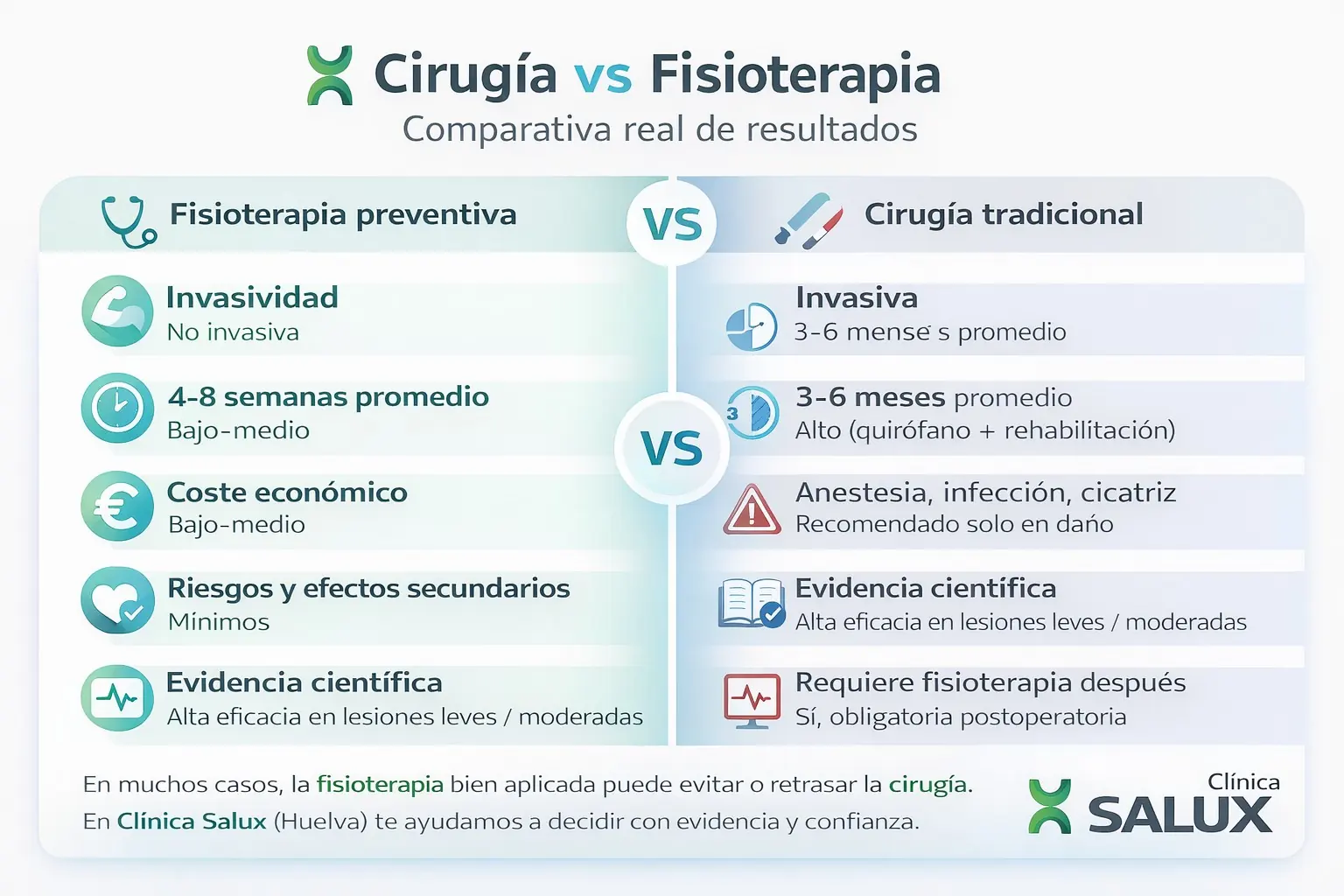 Infografía Cirugía vs fisioterapia